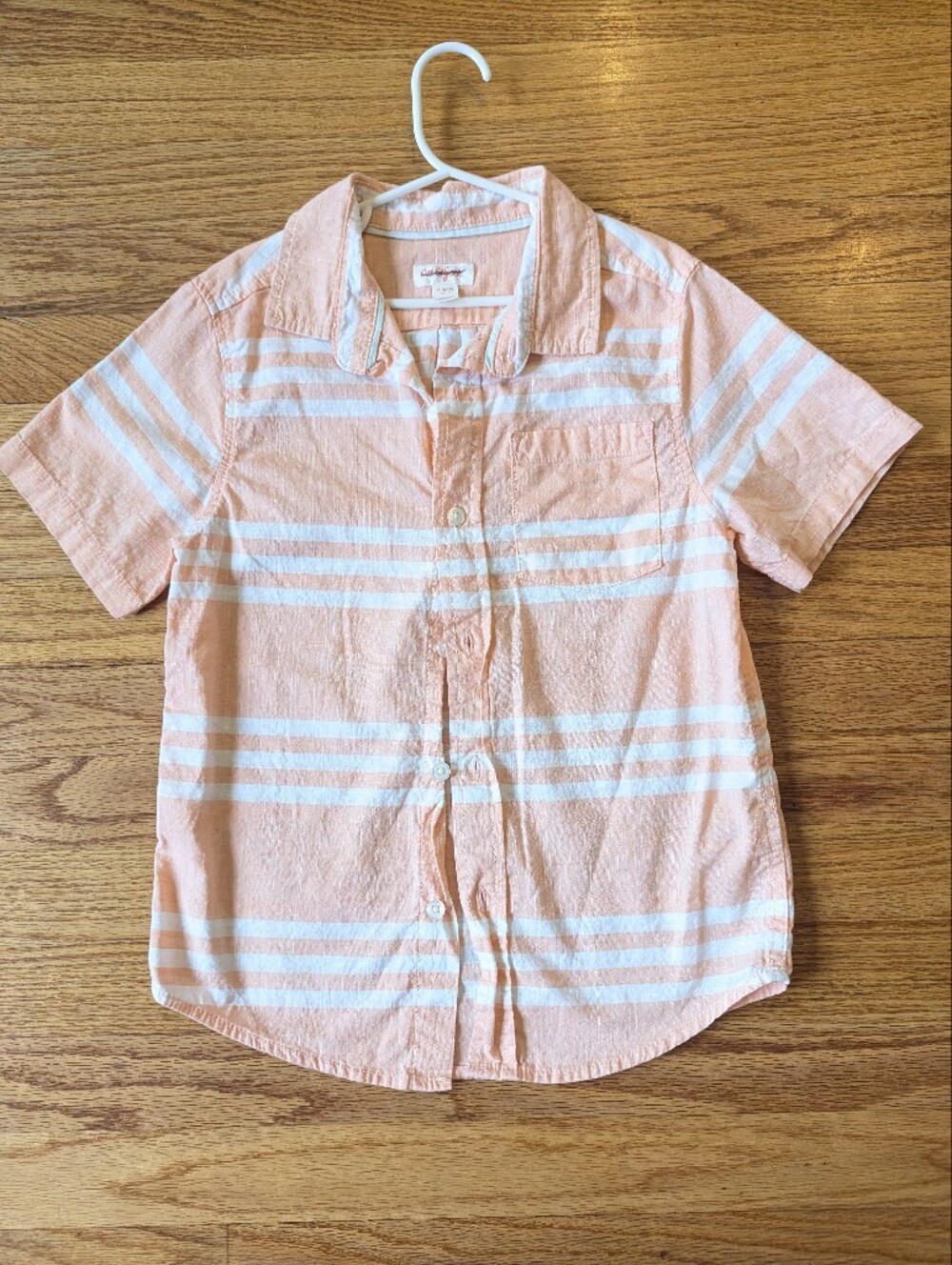 Cat & Jack Peach and White Striped Button-Down Shirt